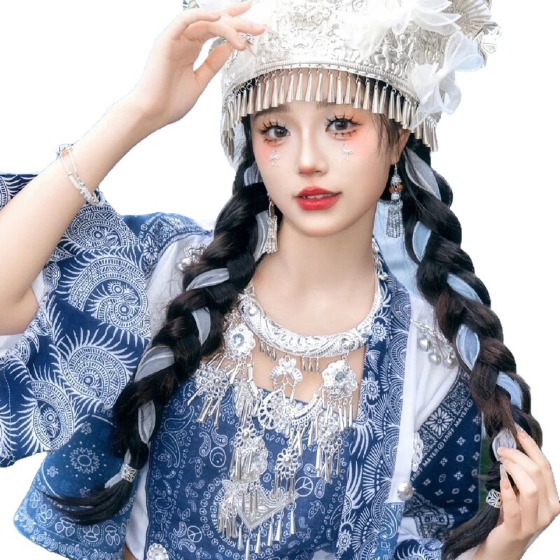 新しいミャオ族の服ミャオ族のバティックガールスーツ旅行写真チューブトップ少数民族ステージ衣装パフォーマンスYanyu|undefined