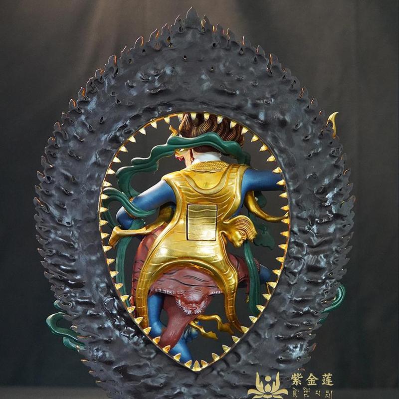 紫金蓮ネパールチベット工芸蔵伝密宗ネパール金獅子面仏母純銅手彫り|undefined