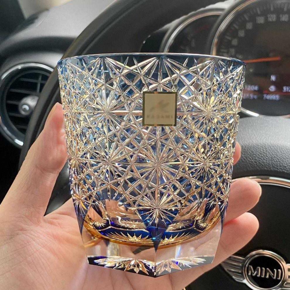 江户切子蓝雏菊杯手工制做洋酒杯水晶杯威士忌杯玻璃杯高颜值家用-阿里巴巴