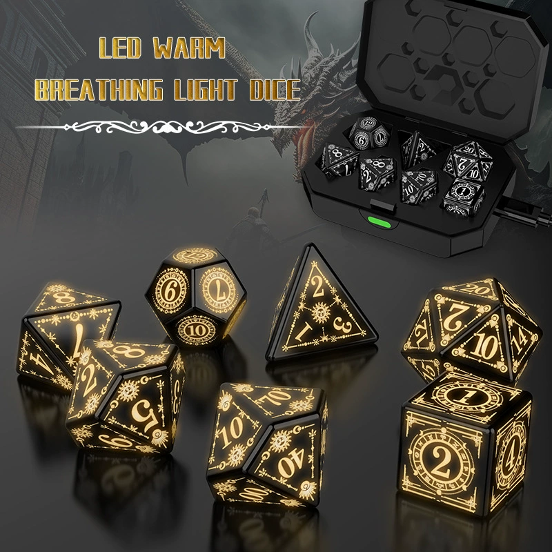 Amazon взрывает светодиодный светящийся DND Dice Dragon и Dungeon Семь наборов кубиков теплый свет дыхательный свет