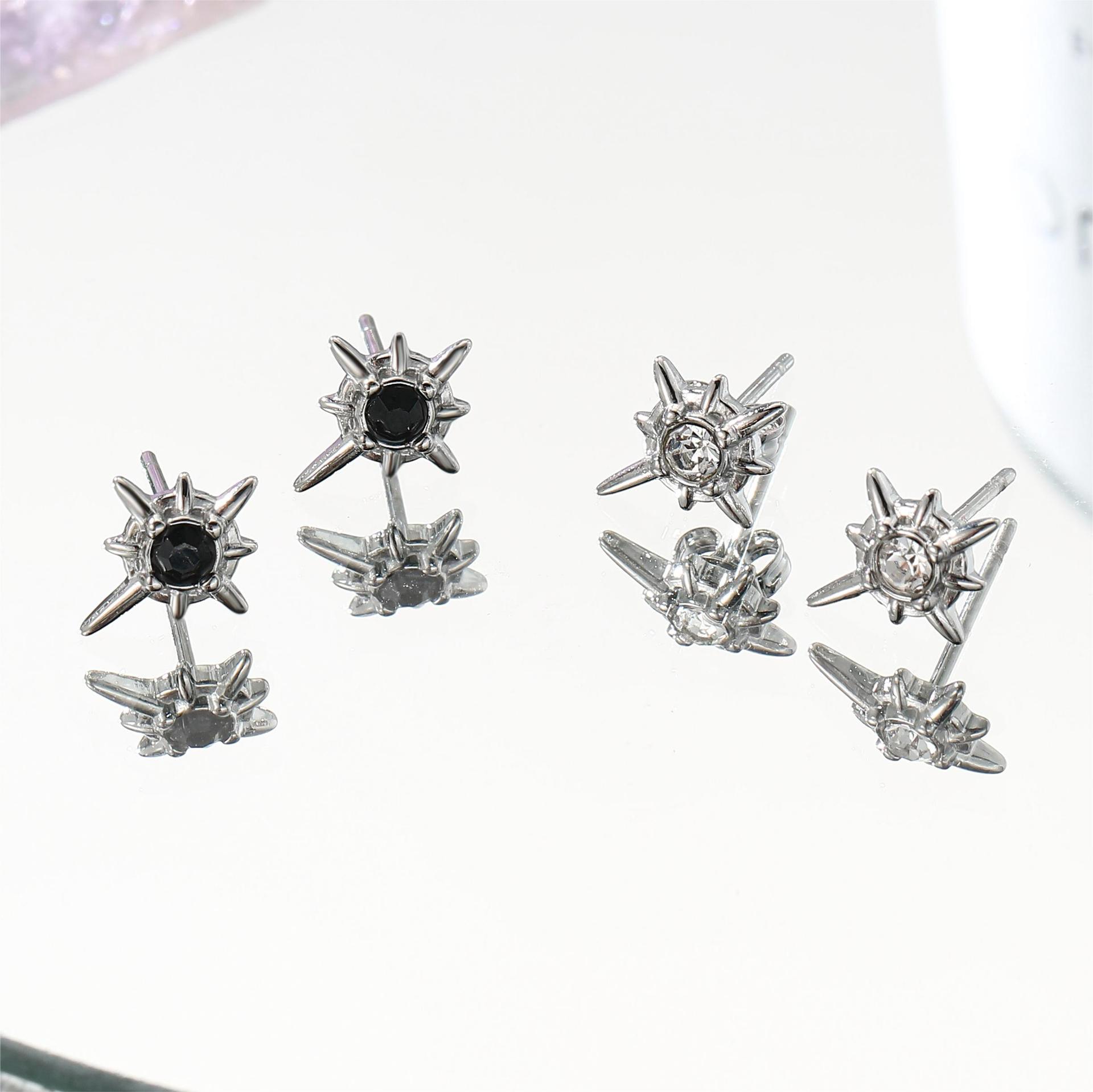 Titanium Steel Material 1 Pair Simple Style Classic Style Solid Color Inlay Titanium Steel Rhinestones Ear Studs