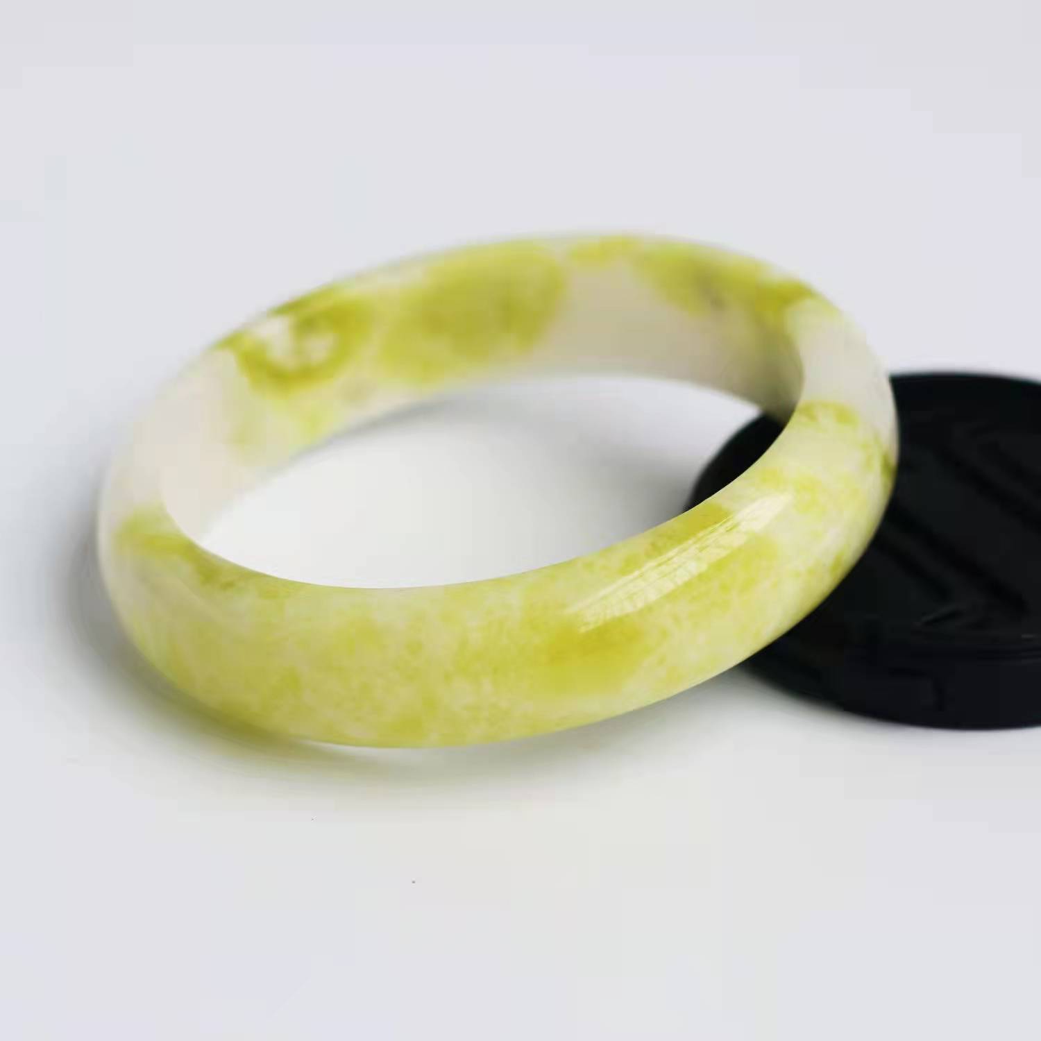 蓝田玉手镯绿手镯菜玉翠绿黄糖心白冰翠玉化墨玉手镯