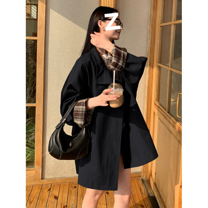高级感经典撞色风衣女春秋宽松显瘦小个子英伦风工装休闲显瘦外套|undefined