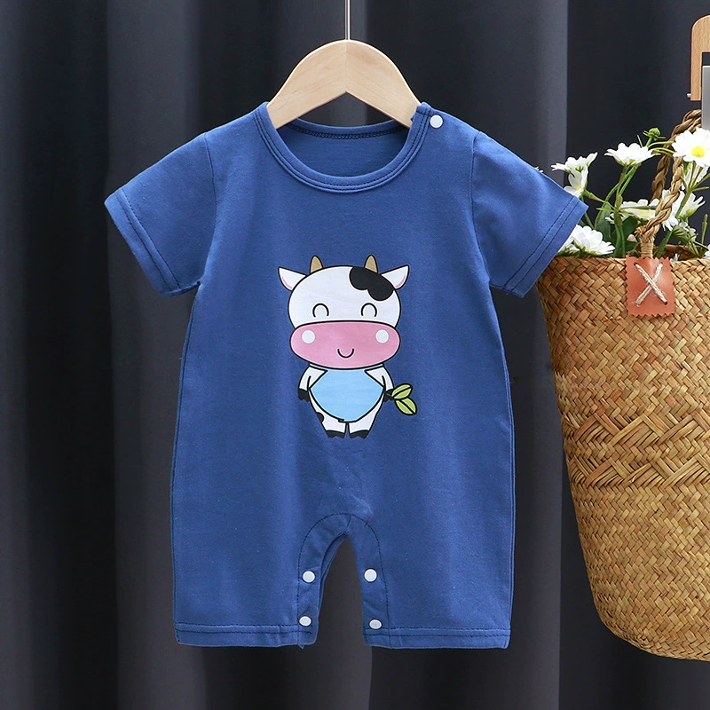 Short-Sleeve Baby Romper Summer Bodysuit, Newborn Girls, Thin Lightweight, 59–90 cm