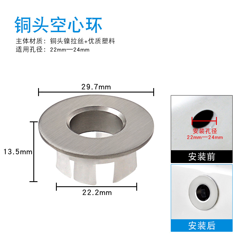 Lavabo desbordamiento anillo pedestal cuenca anillo decorativo desbordamiento boca anillo neto Mercedes-Benz doble capa anillo cuenca Accesorios