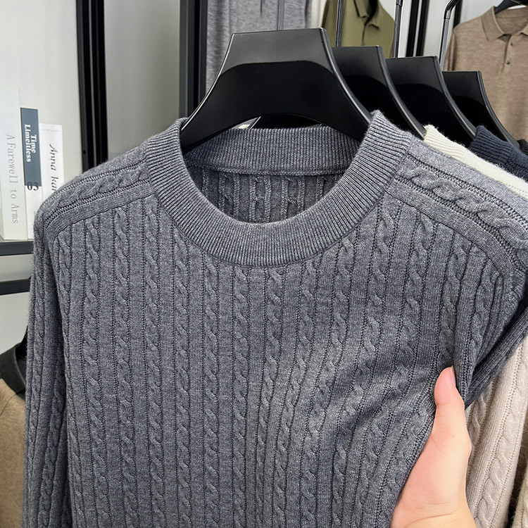 Hombre elástico otoño y invierno nuevo jersey de punto de manga larga abrigo otoño y invierno casual jersey casual de manga larga