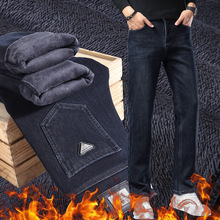冬季加绒加厚牛仔裤男士直筒宽松潮流裤子2025新款商务休闲长裤男