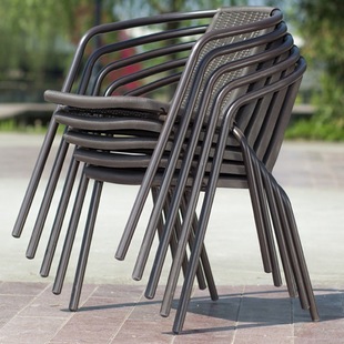 Outdoor Chair with Backrest, Imitation Rattan, Outdoor Balcony Leisure Three-Piece Set, Courtyard Chess and Card Chair, Small Coffee Table, Table and Chair Set T&