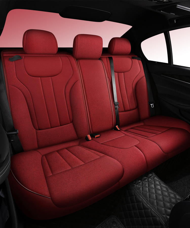 Linen Car Seat Cushion for Volkswagen Tiguan L, 360-Degree Full Coverage, Breathable, Suitable for All Seasons, 2022 Model New Seat Cover