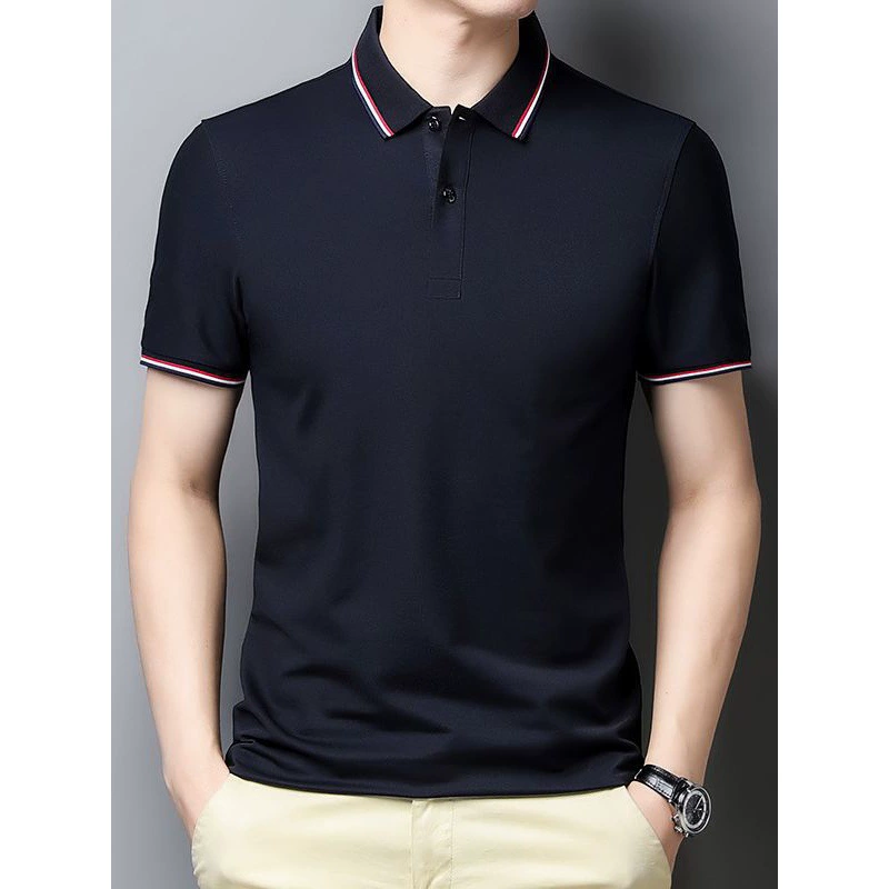[Можно открыть] хлопковая рубашка поло мужской легкий бизнес сплошной цвет футболка летняя рубашка с короткими рукавами для гольфа эластичная рубашка