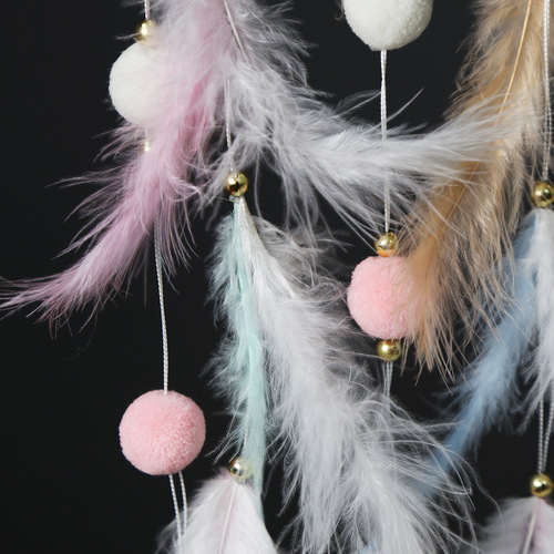 Factory direct sales fresh girl's room fur ball cat head dream catcher decorative pendant B&B decorative pendant wall decoration