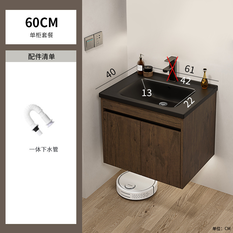 Nuevo gabinete de baño de color nuez gabinete de lavabo hotel pequeño baño en lavabo de aluminio espacio