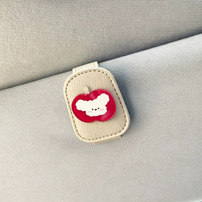 Puppy Car Glasses Holder, Car Glasses Clip/Bill Clip - red-apple-puppy-rice-glasses-clip