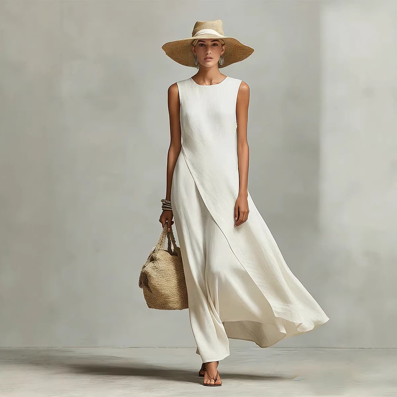 2026 Cross-border TK Amazon TEMU women's dress with asymmetrical hem, modern female style, sleeveless dress 2026 Cross-border TK Amazon TEMU women's dress with asymmetrical hem, modern female style, sleeveless dress
