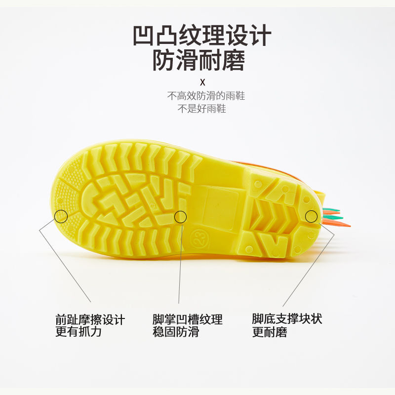 Children's Rain Boots Boys' Non-Slip 2 Cartoon Dinosaurs 3 Soft-Soled Water Boots for Small and Medium-Sized Kidsren Girls Rain Boots Raincoat E18