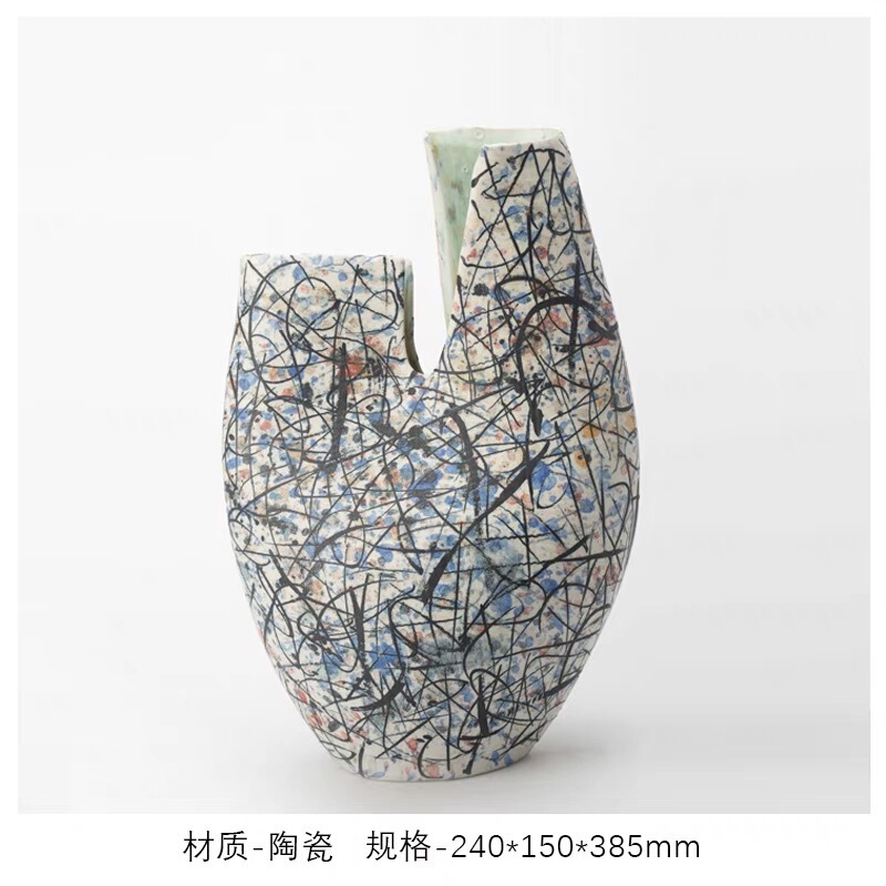 景徳鎮フランス中世法螺貝型手作りセラミック花瓶モデルルーム陶器ポット手描きビッグベリーフラワーアレンジメント装飾品|undefined