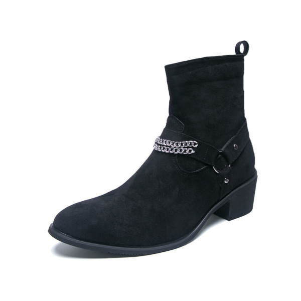 demi-season suede shoes English style pointed-toe with zipper