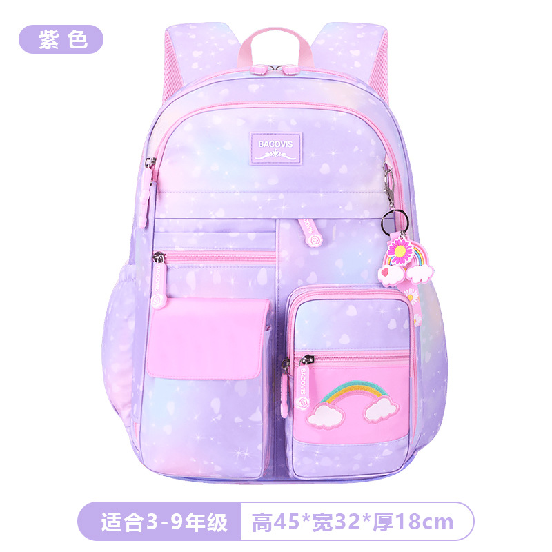 Mochila escolar transfronteriza para niñas lindas mochila arco iris de gran capacidad lateral abierta mochila de grado 1 - 2 - 3 - 6
