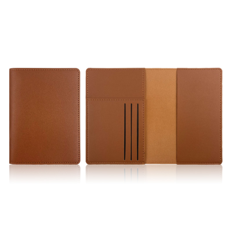 Protección de pasaporte de cuero multiplaza en stock, este conjunto de paquete de pasaporte multifuncional de cuero grueso pu, clip de pasaporte de viaje