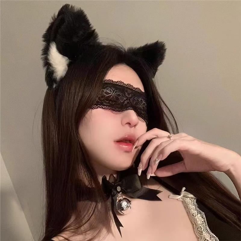 zorro tarjeta de cabello orejas gatos cabello collar de cabello de acera de encaje sexy ojos femeninos peluquería al por mayor