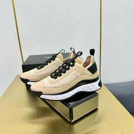 2024春季新款跑步鞋女真皮小香风老爹鞋女厚底运动鞋女百搭休闲鞋