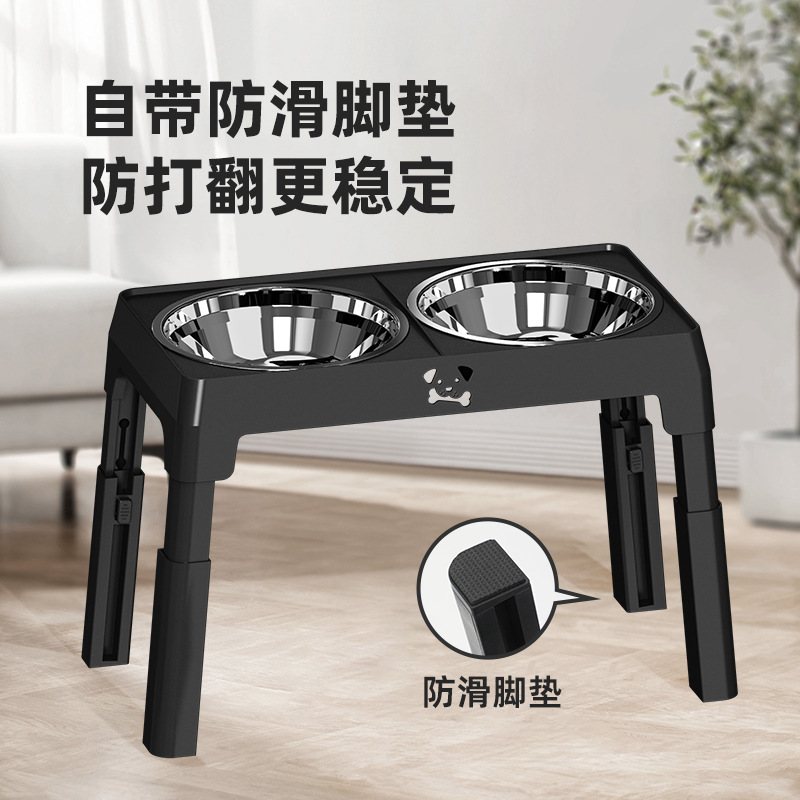 Comedero ajustable de acero inoxidable para mascotas, comedero para perros de altura ajustable, comedero doble para perros medianos y grandes, comedero plegable