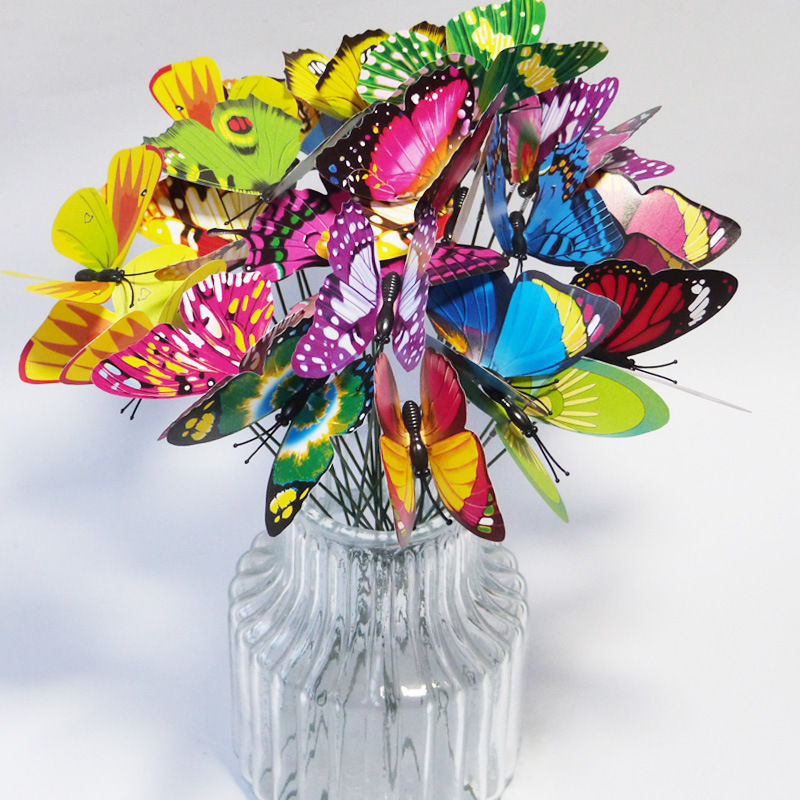 Decoración de mariposa 3D de PVC, enchufable, de una o doble capa, para jardín, fiesta y exteriores