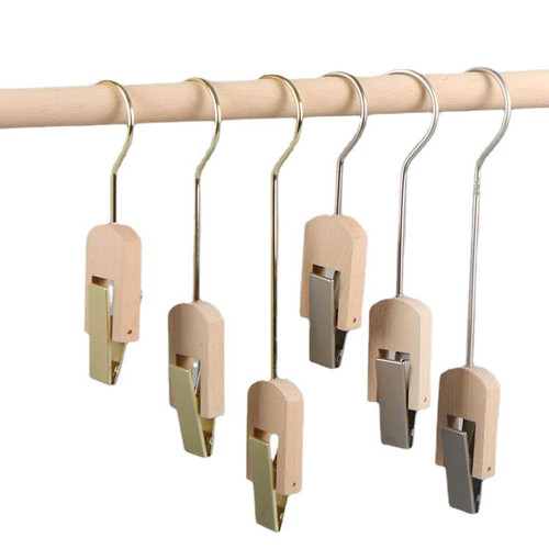 Clothing store coat clip solid wood hook clip scarf hook log single clip hook transparent decorative scarf S hook