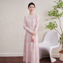 复古气质天丝条纹套装女2025秋冬新款单排扣针织上衣半身裙两件套