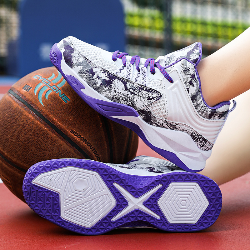 Large Size All-Season Basketball Shoes for Teenagers, Mid-Top Mesh Breathable Sports Shoes, Men's Shoes, Running Shoes, Cross-Border Foreign Trade Models