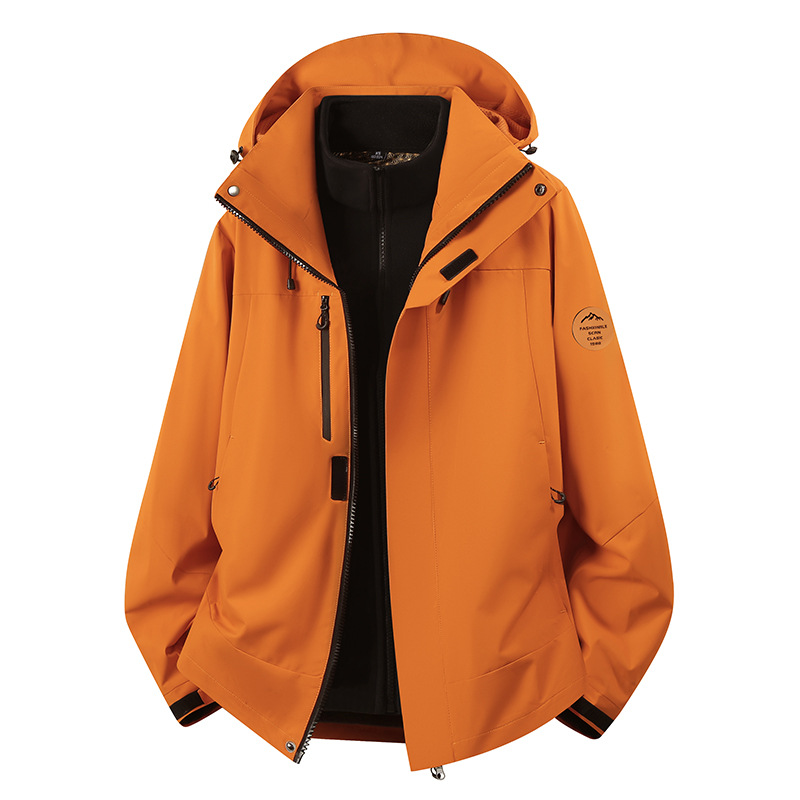 Autumn and winter three-in-one thickened warm windbreaker for women, outdoor two-piece fleece windbreaker for men, ski and mountaineering clothing