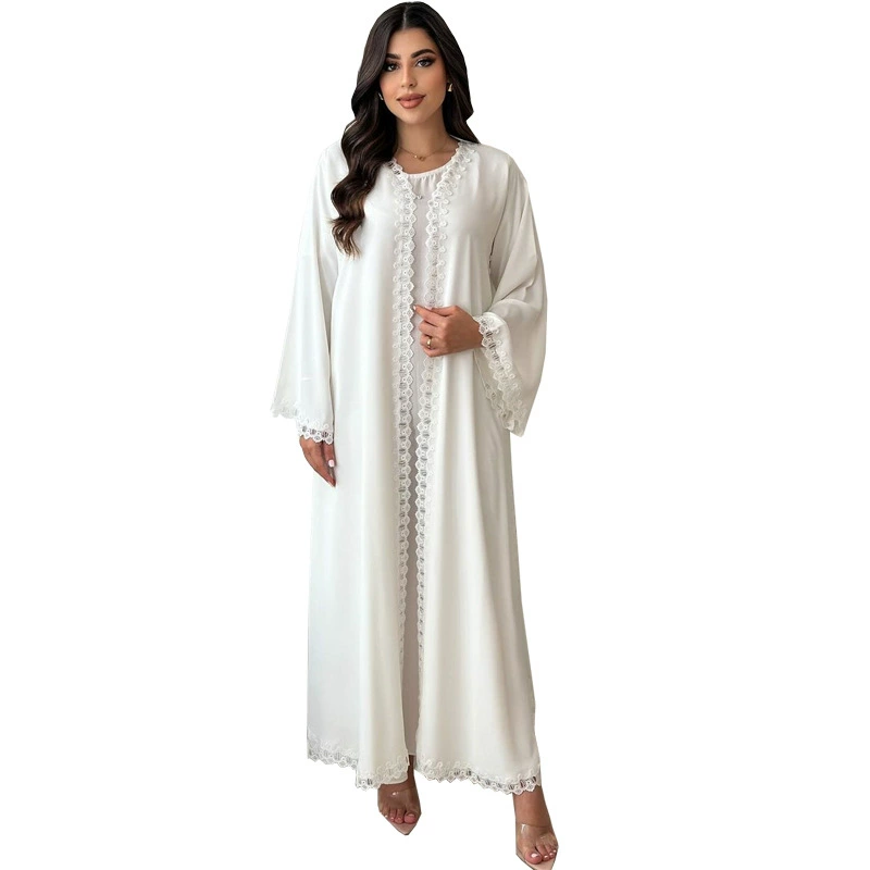 MQ144 Muslim Fashion Jacket Middle East Cross -Overseas Trade Dubai white robe women's new foreign wear ABAYA