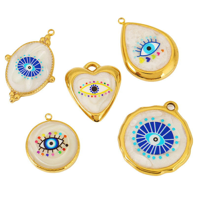 14g Weight 3 PCS/Package 18*20.5mm 304 Stainless Steel Devil's Eye Heart Shape Polished Pendant DIY Ornament Accessories