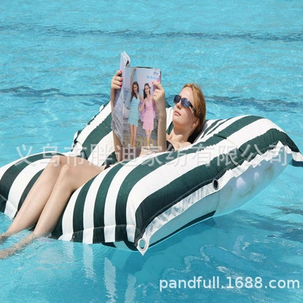 Al Aire Libre rectangular a rayas flotante bolsa cuadrada bolsa de frijoles acostado cama Hotel piscina privada playa flotante perezoso sofá