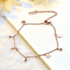 Golden fashionable summer ankle bracelet stainless steel, Korean style, simple and elegant design, pink gold, does not fade