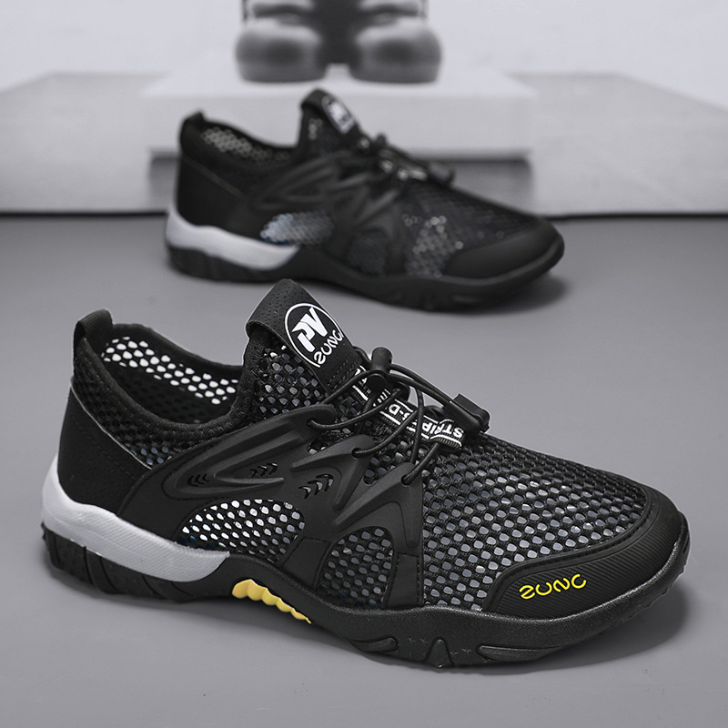 Zapatos de malla de verano para hombre, malla transpirable, zapatos finos para hombre, zapatos de senderismo de red única huecos, zapatos de moda deportiva de ocio de verano