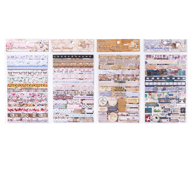 Colección de pegatinas de colección grande de papel de tela de poesía de azúcar, serie de colección de recuerdos, pegatinas de material de base de cuenta manual de ins retro
