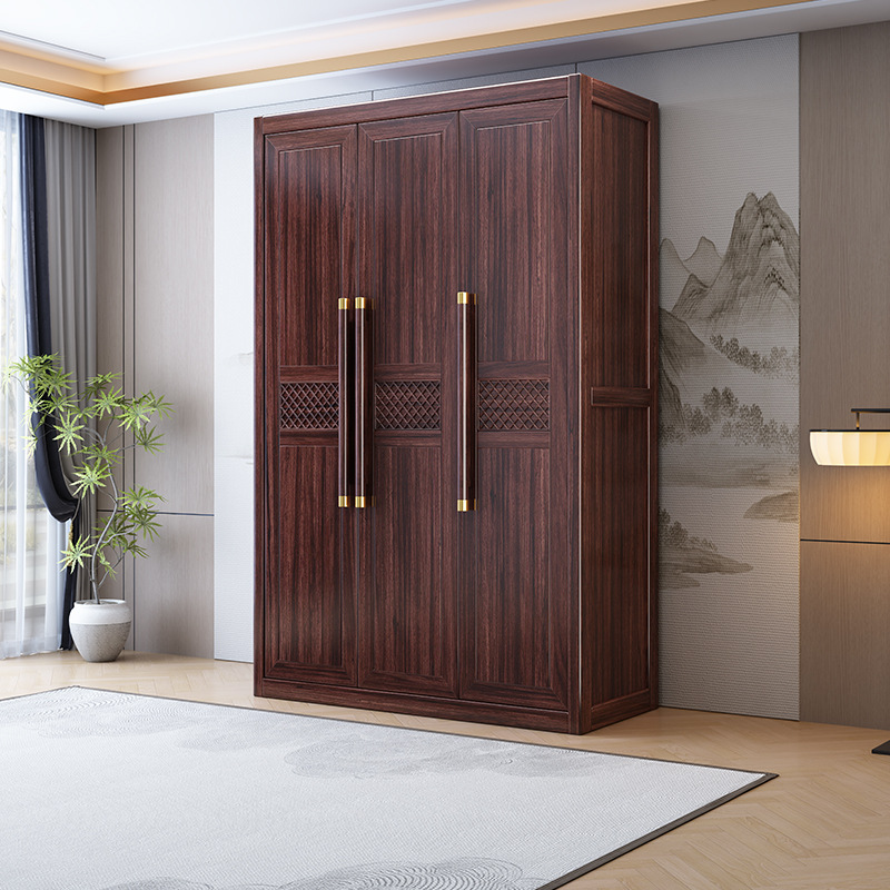 Nuevo armario de madera de ébano de estilo chino, moderno y simple, hogar, apartamento grande y pequeño, armario del dormitorio principal de almacenamiento y almacenamiento