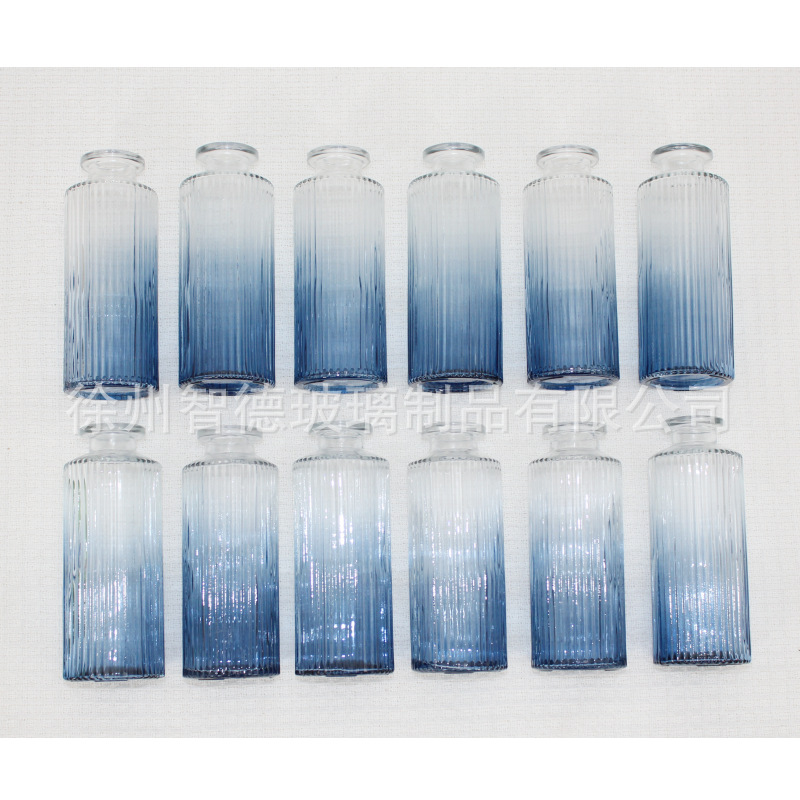 작은 세로 줄무늬 그라데이션 블루 12종 세트