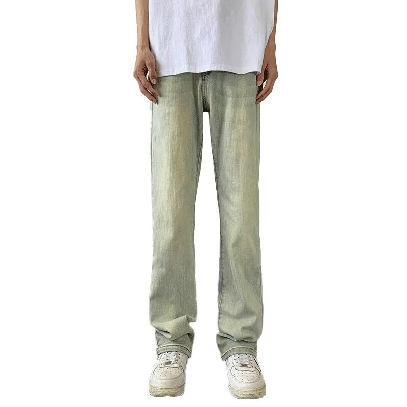 American Street Fashion Micro-Lat Jeans Primavera y otoño para hombre Pantalones largos de estilo Vibe de estilo coreano rectos y sueltos
