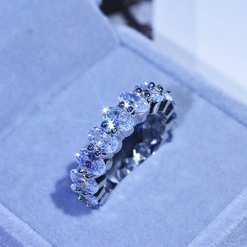 ins European and American luxury princess assured row ring imitation moissanite bright super flash heart-shaped oval open ring