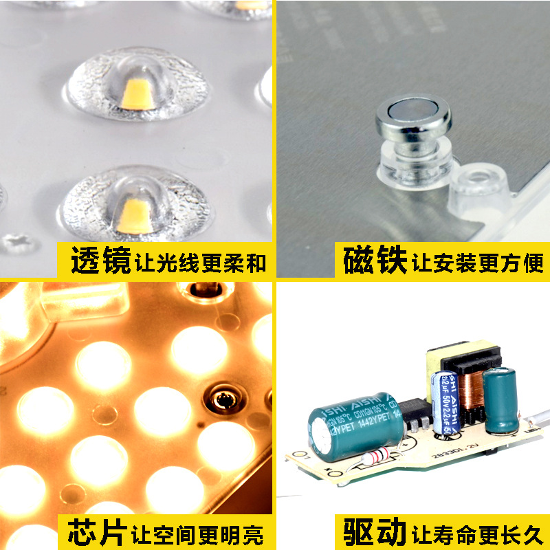 Ventas directas de fábrica, lámpara de techo LED Mengville, modificación de mecha de control remoto, reemplazo de placa de luz de succión de imán de ahorro de energía de alto brillo