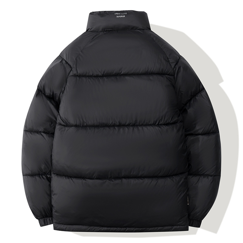 Men's Clothing Winter short thick stand collar loose casual warm couple Silk cotton jacket men's jacket black cotton coat_voghion.com