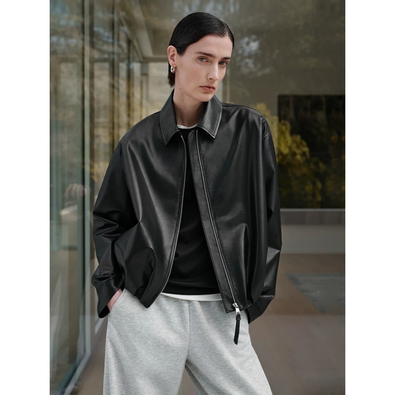 European-Style Sheepskin 2026 Autumn New Short Motorcycle Jacket Casual Slim-Fit Genuine Leather Women's Coat Top