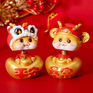 National fashion festive lucky dragon shaking head decoration car center console decoration Dragon year mascot gift wholesale
