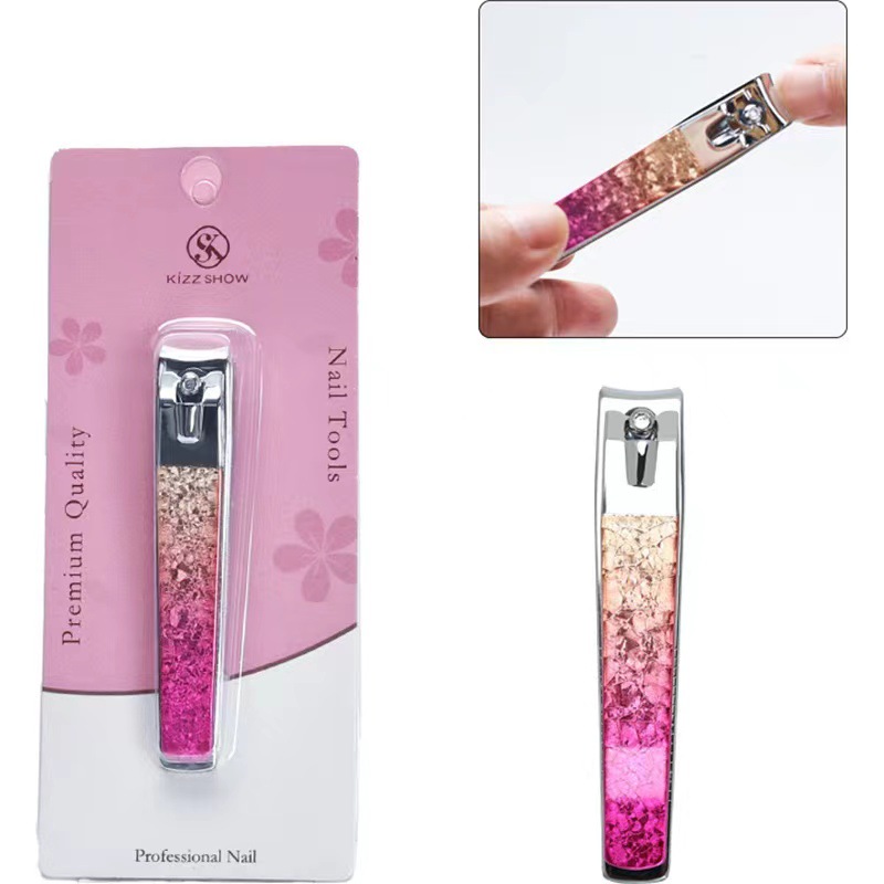 Suministro directo transfronterizo manicura uñas de alta gama colorido Acero inoxidable galvanoplastia manicura herramienta uñas tijeras titular de la tarjeta independiente