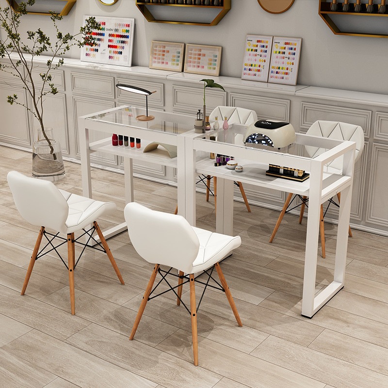 Nail table, simple and economical, Japanese-style nail station, tempered glass, single or double-person nail work table, salon furniture