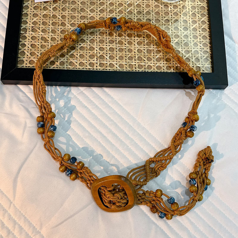 Cuerda de la cintura popular Bohemia tejida cuerda de cáñamo cadena de la cintura cinturón delgado vestido del todo-fósforo de las mujeres joyería transfronteriza al por mayor