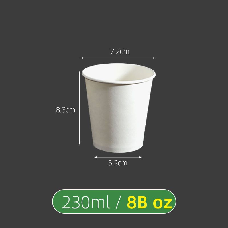 Taza de papel desechable blanca pura taza de papel grueso 500/400/250/200/100/50/30ml