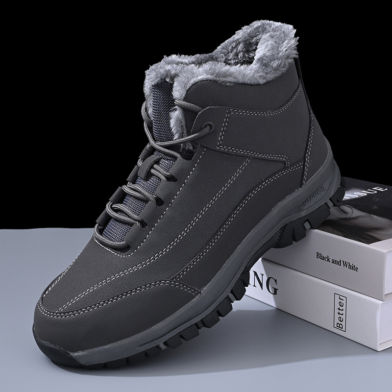 국경 간 겨울 기모 따뜻한 두꺼운 노인 면화 야외 미끄럼 방지 워킹 슈즈 아빠 운동화 남성용 스노우 부츠